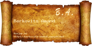 Berkovits Amand névjegykártya